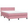 vidaXL Cama box spring c/ colch&atilde;o e LED 140x210 cm veludo Rosa