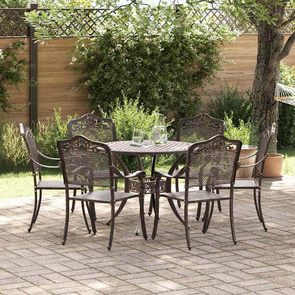 vidaXL Conjunto de Jantar para Jardim 7 pcs Bronze 90 x 90 x 75 cm
