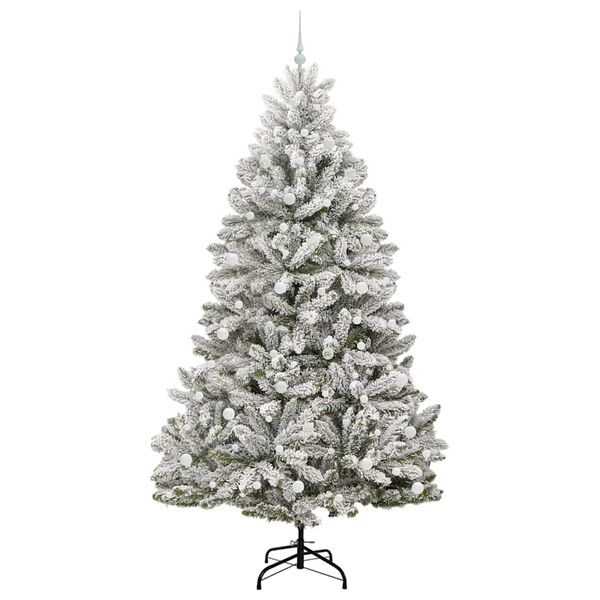 vidaXL &Aacute;rvore de Natal Artificial Verde e Branco 240 cm PVC e Metal