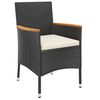 vidaXL 3 pcs conjunto bistr&ocirc; de jardim c/ almofad&otilde;es vime PE preto