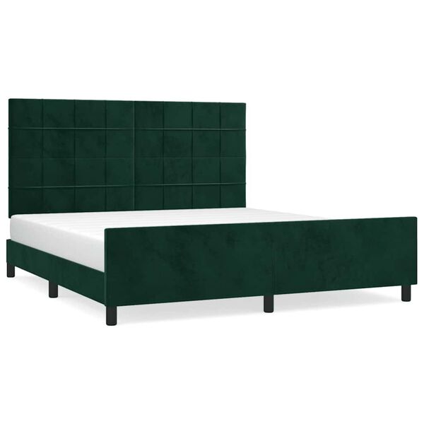 vidaXL Estrutura de cama sem colch&atilde;o 160x200 cm veludo verde-escuro