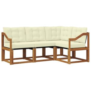 vidaXL Conjunto de Sof&aacute;s para Exterior 4 unid. Natural e Creme