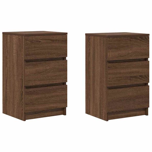 vidaXL Mesas de cabeceira 3 gavetas 2pcs 39x35x65cm carvalho castanho