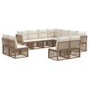vidaXL Conjunto de Sof&aacute; de Jardim 11 pcs Bege vime PE