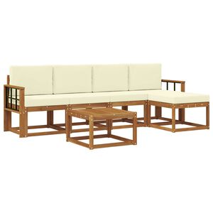 vidaXL Conjunto de Sof&aacute;s para Exterior 6 pcs Natural e Creme