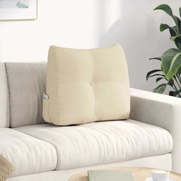 vidaXL Travesseiro para Costas Creme 60 x 24 x 50 cm tecido