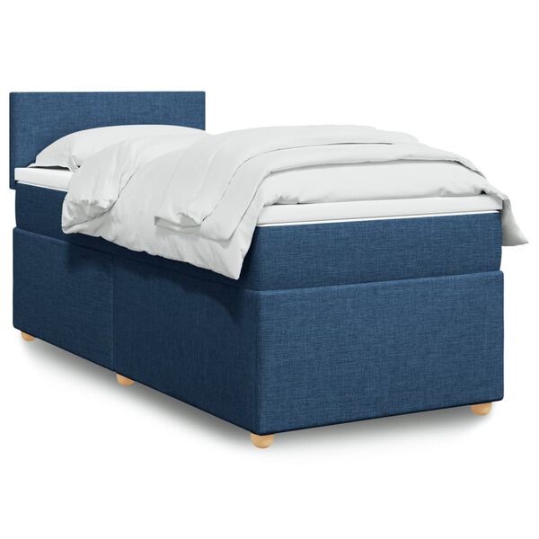 vidaXL Cama com molas/colch&atilde;o 90x190 cm tecido azul
