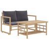 vidaXL 2pcs conj. lounge de jardim bambu c/ almofad&otilde;es cinzento-escuro