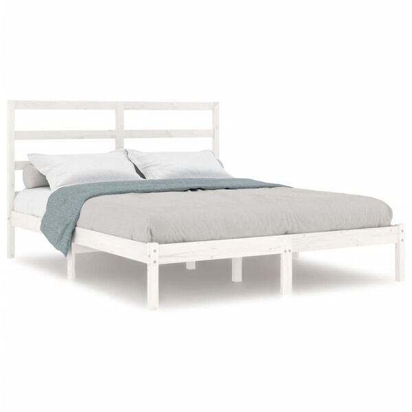 vidaXL Cama sem colchão 140x190 cm madeira de pinho maciça branco