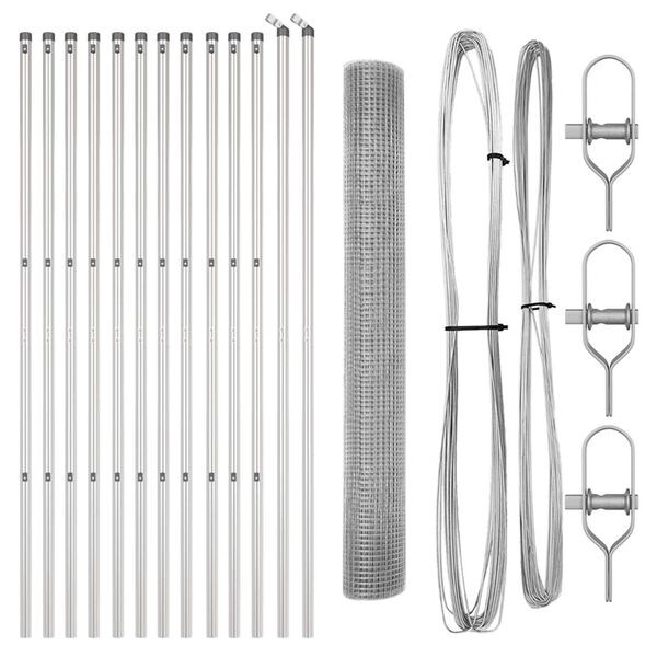 vidaXL Poste de Cerca Prateado 25 x 1 m (rolos de malha de 19 x 19 mm)