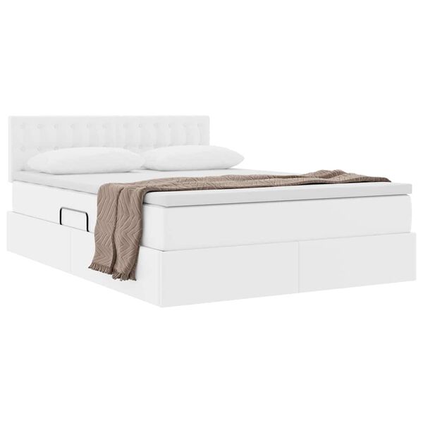 vidaXL Cama com arruma&ccedil;&atilde;o e colch&atilde;o Branco Puro 140 x 200 cm