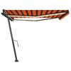 vidaXL Toldo retr&aacute;til manual com LED 450x300 cm laranja e castanho