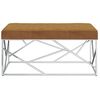 vidaXL Banco 97 cm veludo e a&ccedil;o inoxid&aacute;vel castanho