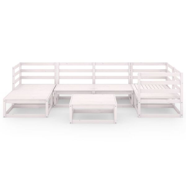 vidaXL 7 pcs conjunto lounge de jardim pinho maci&ccedil;o branco