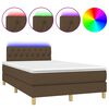 vidaXL Cama box spring c/ colch&atilde;o/LED 120x200cm tecido castanho-escuro