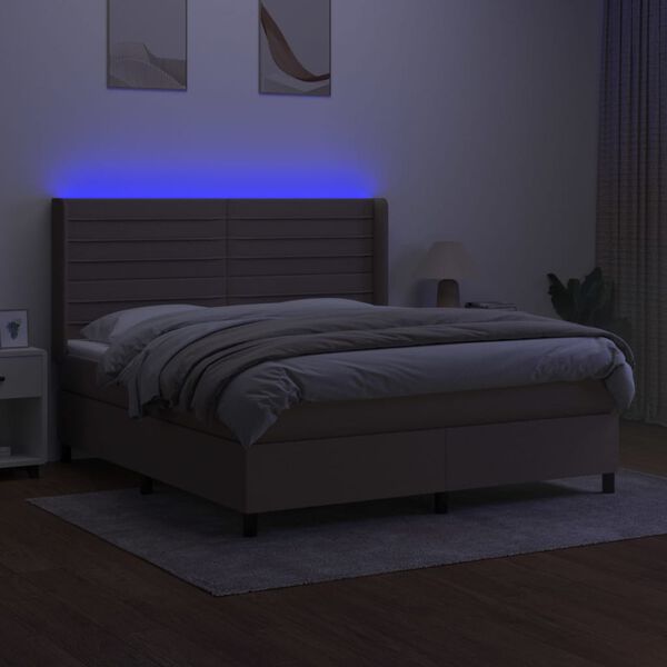 vidaXL Cama box spring colch&atilde;o/LED 160x200 cm tecido cinza-acastanhado