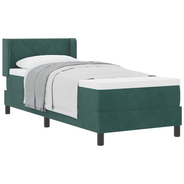 vidaXL Cama Box com colch&atilde;o Verde Escuro 200 x 80 cm Poli&eacute;ster