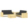 vidaXL 3 pcs conjunto lounge de jardim com almofad&otilde;es pinho impregnado