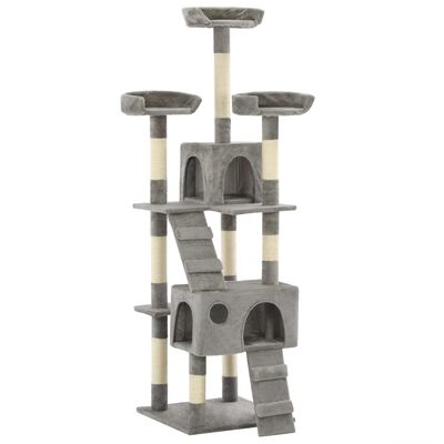 vidaXL Árvore para gatos c/ postes arranhadores sisal 170 cm cinzento