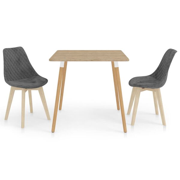 vidaXL 3 pcs conjunto de jantar cinzento