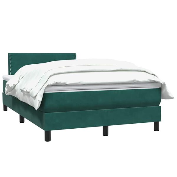 vidaXL Cama com molas/colch&atilde;o 120x220 cm veludo verde-escuro