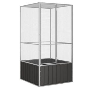 vidaXL Gaiola p/ p&aacute;ssaros 111x107x211,5 cm a&ccedil;o galvanizado antracite