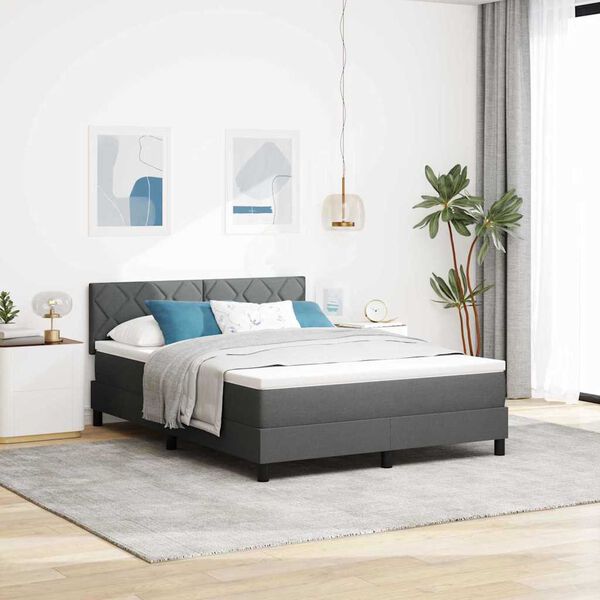 vidaXL Cama Box com colch&atilde;o Cinzento escuro 160 x 200 cm tecido