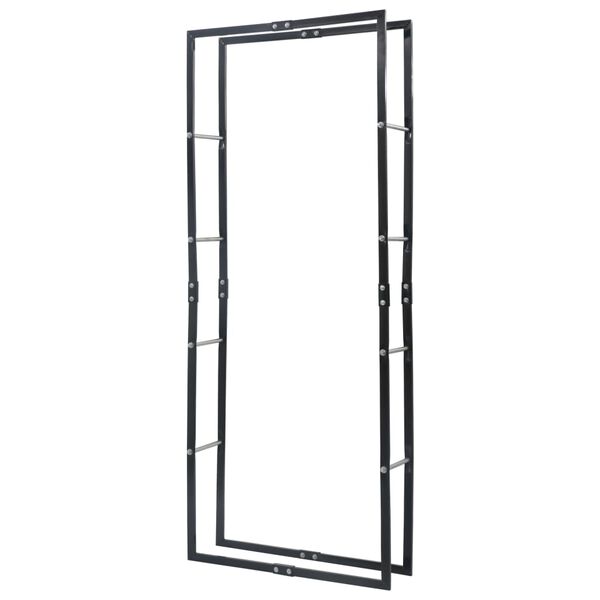 vidaXL Suporte para lenha 80x25x200 cm a&ccedil;o preto