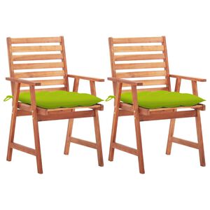 vidaXL Cadeiras de jantar p/ jardim 2 pcs c/ almofad&otilde;es ac&aacute;cia maci&ccedil;a