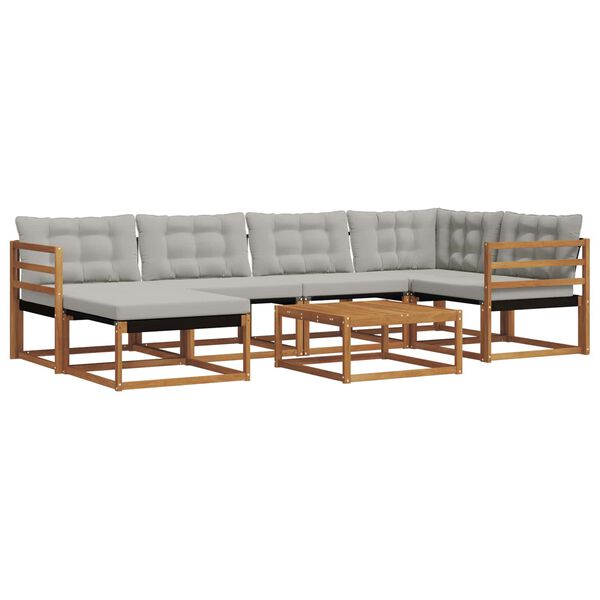 vidaXL Conjunto de Sof&aacute;s para Exterior 7 pcs Cinza Natural e Claro