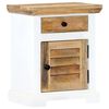 vidaXL Mesa de cabeceira 40x30x50 cm mangueira &aacute;spera branco/castanho