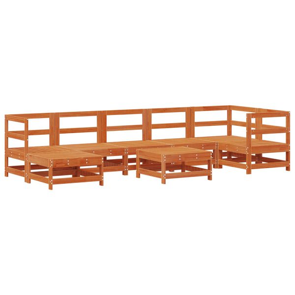 vidaXL Conjunto de Lounge de Jardim 8 pcs Castanho Cera