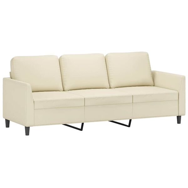 vidaXL Sof&aacute; de 3 lugares 180 cm couro artificial cor creme