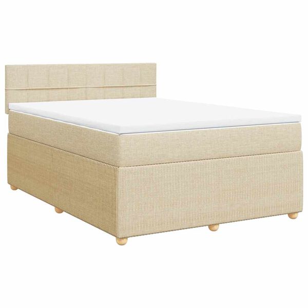 vidaXL Cama com molas/colch&atilde;o 160x200 cm tecido cor creme
