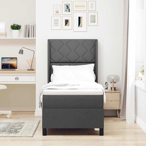 vidaXL Cama Box com colch&atilde;o Cinza Escuro 200 x 80 cm tecido