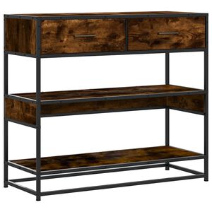 vidaXL Mesa consola 90x35x80 cm derivados de madeira carvalho fumado