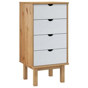 vidaXL Arm&aacute;rio gavetas OTTA 45x39x90 cm pinho maci&ccedil;o castanho/branco