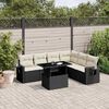 vidaXL 7 pcs conjunto de sof&aacute;s p/ jardim c/ almofad&otilde;es vime PE preto