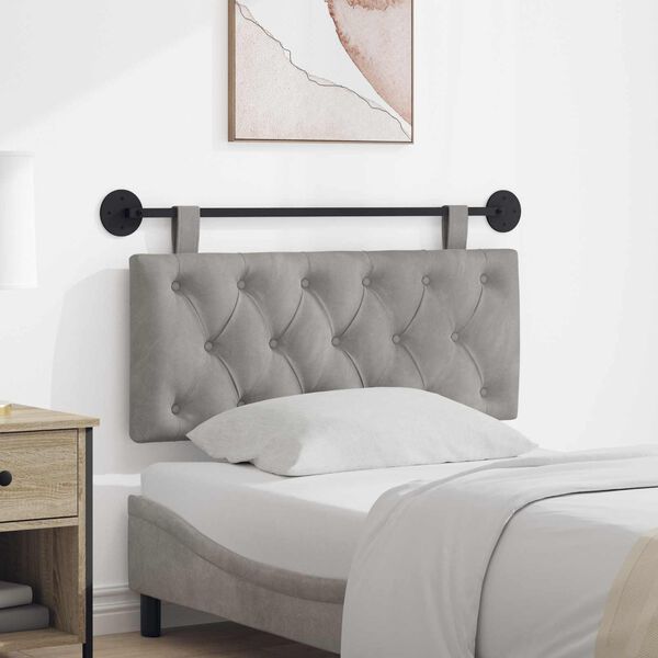 vidaXL Cabeceira Suspensa Cinzento-claro 110 x 55 x 7 cm Veludo