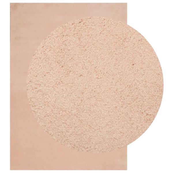 vidaXL Tapete pelo curto macio e lav&aacute;vel HUARTE 160x230 cm rosa-p&aacute;lido