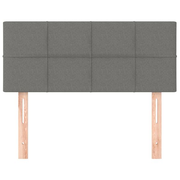 vidaXL Cabeceira de cama tecido 100x5x78/88 cm cinzento-escuro