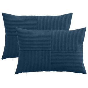 vidaXL Capa almofada 2 pcs ALMELO Azul Marinho 30 x 50 cm cord&atilde;o