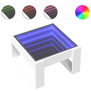 vidaXL Mesa de centro luzes LED Infinity 50x53x30 cm branco