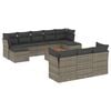 vidaXL 11 pcs conjunto sof&aacute;s de jardim c/ almofad&otilde;es vime PE cinzento