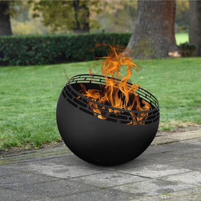 Esschert Design Taça de combustão esférica c/ tiras preto