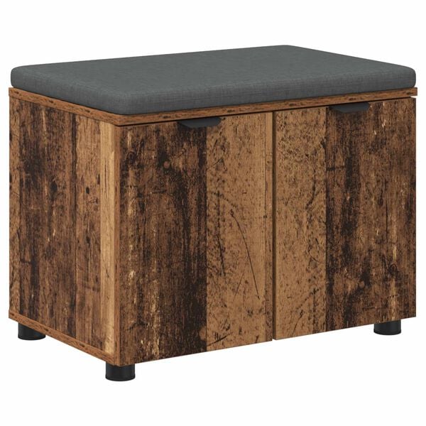 vidaXL Banco de Hall com almofada Madeira antiga 60 x 38 x 46 cm