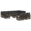 vidaXL Conjunto de Sof&aacute; de Jardim 14 unid. Cinzento vime PE