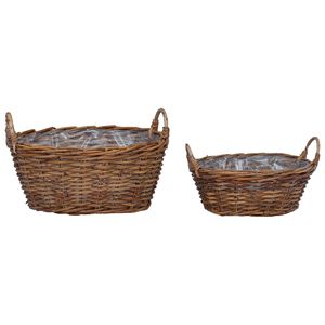 vidaXL Cesta de Plantador 2 pcs Castanho Rattan Lacak