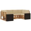 vidaXL Conjunto de Sof&aacute; Sectional 6 pcs Natural e Bege Poli&eacute;ster