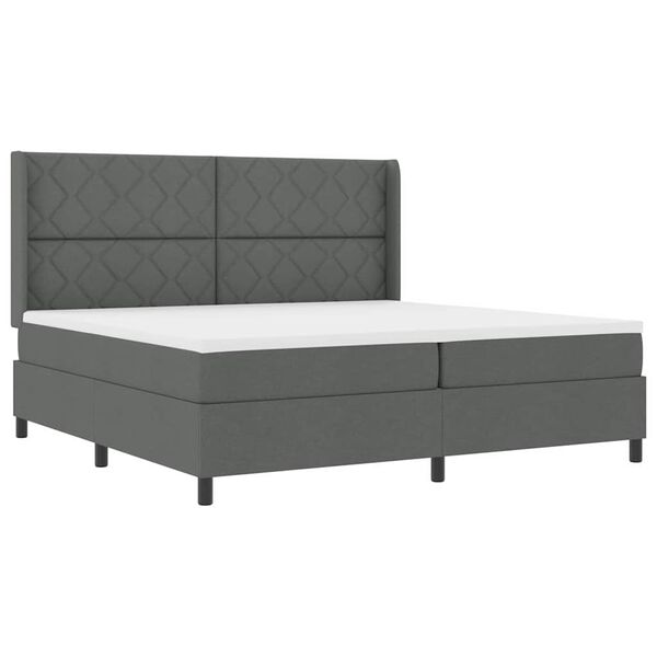 vidaXL Cama Box com colch&atilde;o Cinzento escuro 200 x 200 cm tecido